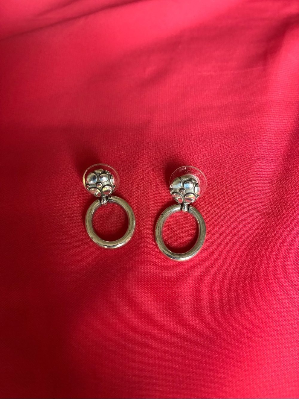Silver Post/Stud Hoop Drop Earrings Women Jewelry.